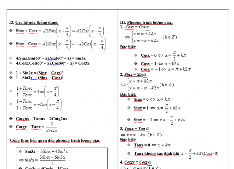Công Thức Lượng Giác Lớp 11 Và Hệ Thống Bài Tập Trắc Nghiệm 7076