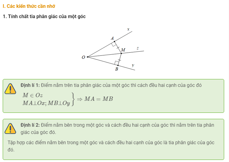 Tính chất tia phân giác - ba đường phân giác trong tam giác