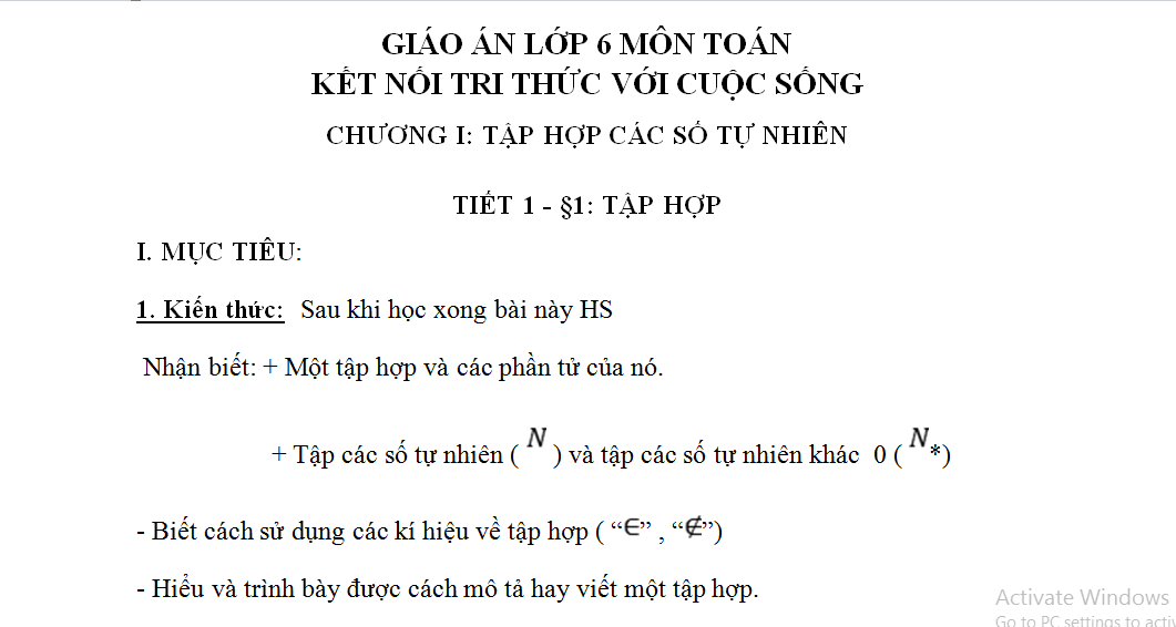 Giao An Mon Toan Lớp 6 Sach Kết Nối Tri Thức Với Cuộc Sống