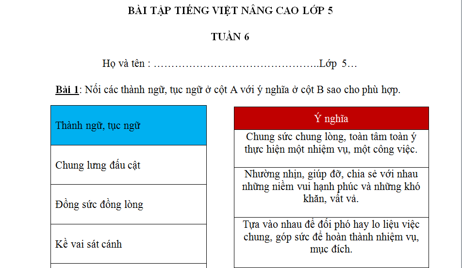 Bài Tập Tiếng Việt Nâng Cao Lớp 5 Trọn Bộ 35 tuần