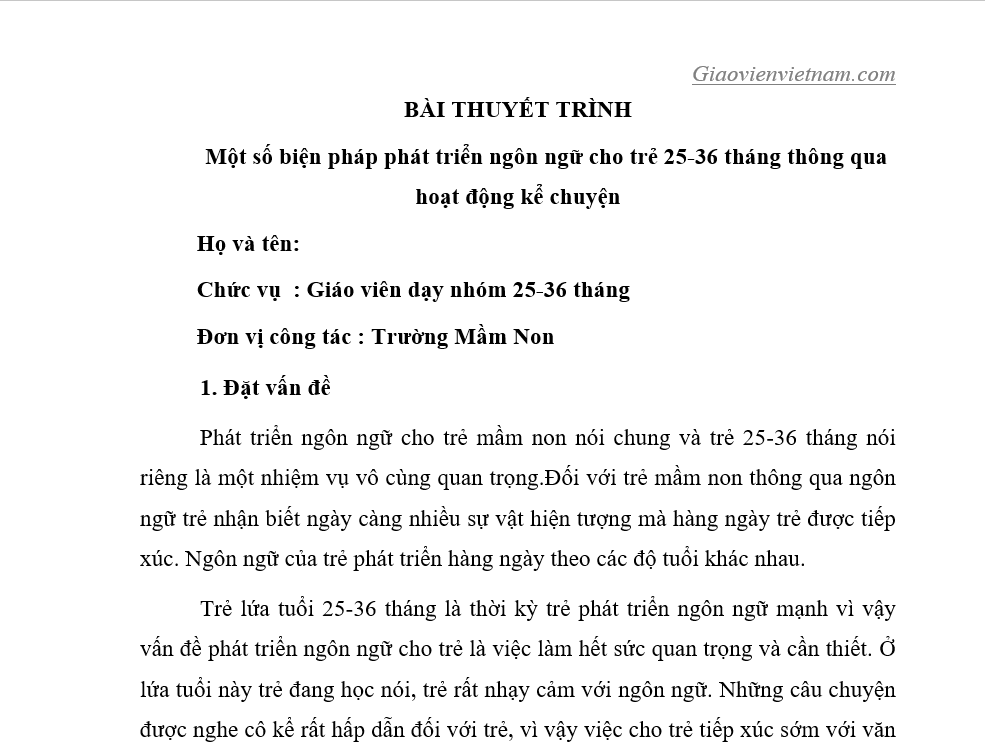 biện pháp phát triển ngôn ngữ cho trẻ 25-36 tháng p1