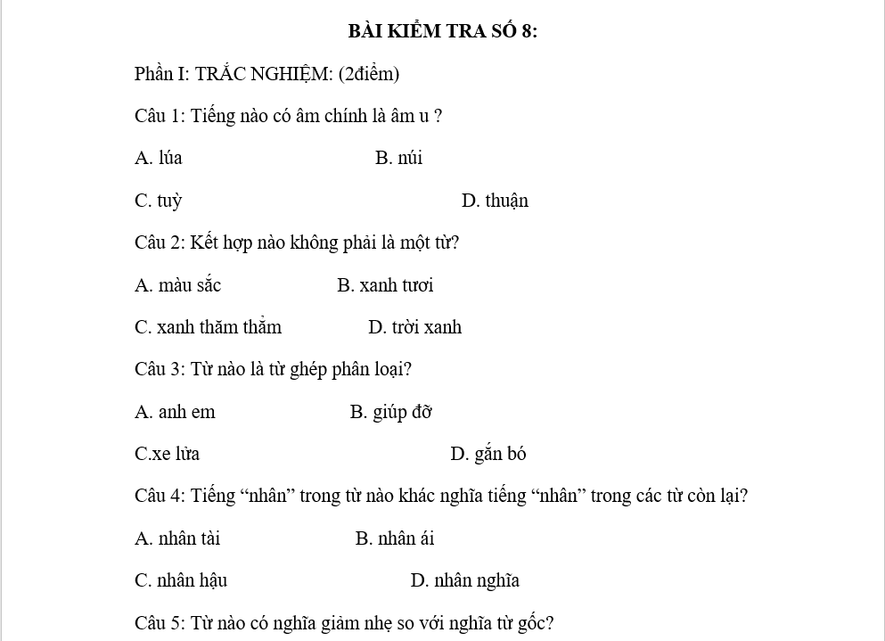 Bộ đề thi học sinh giỏi môn Tiếng Việt lớp 4